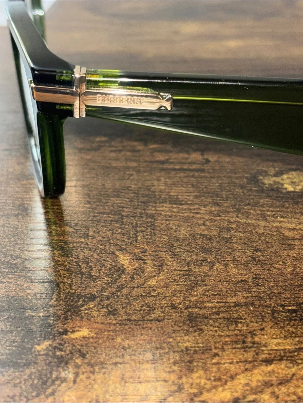 Burberry Green Rectangular Acetate Sunglasses